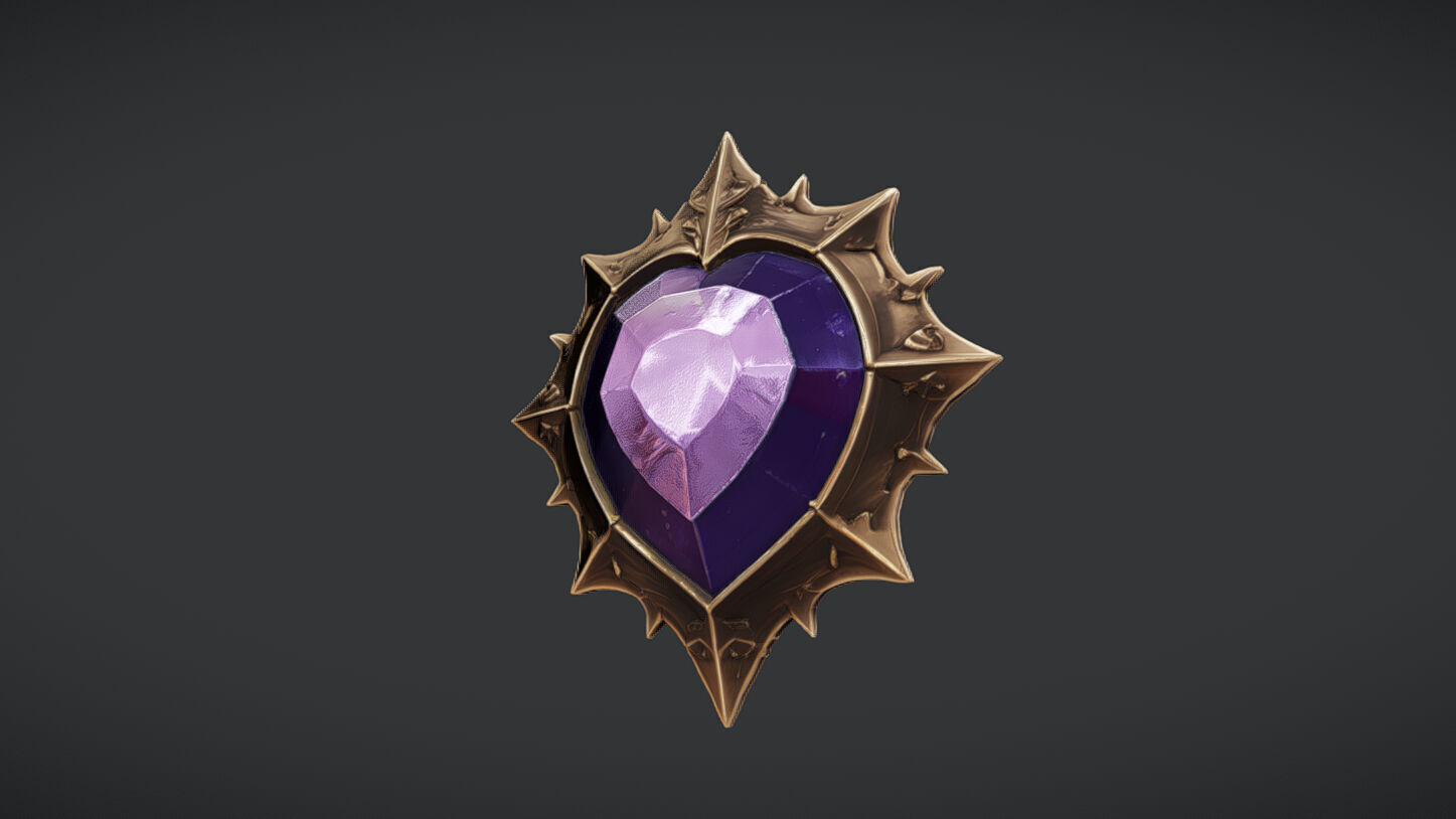 ornate purple gemstone pendant 3D model_3