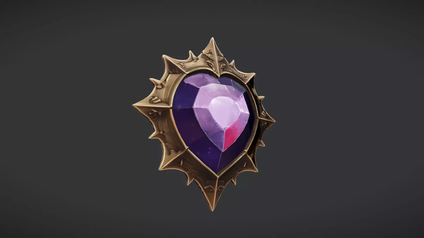 ornate purple gemstone pendant 3D model_0