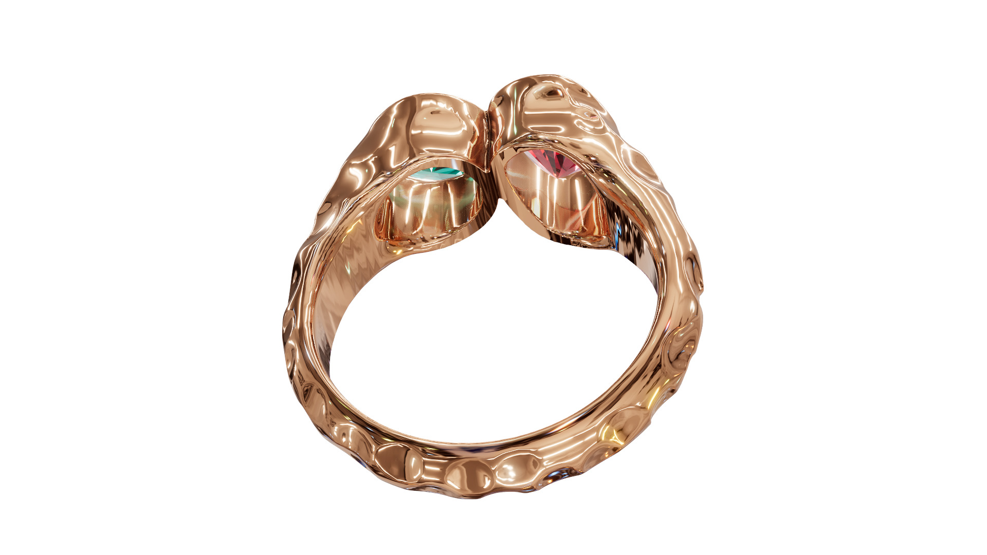 Hammer Textured Shank Diamond Ring 3D print model_7