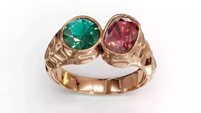 Hammer Textured Shank Diamond Ring