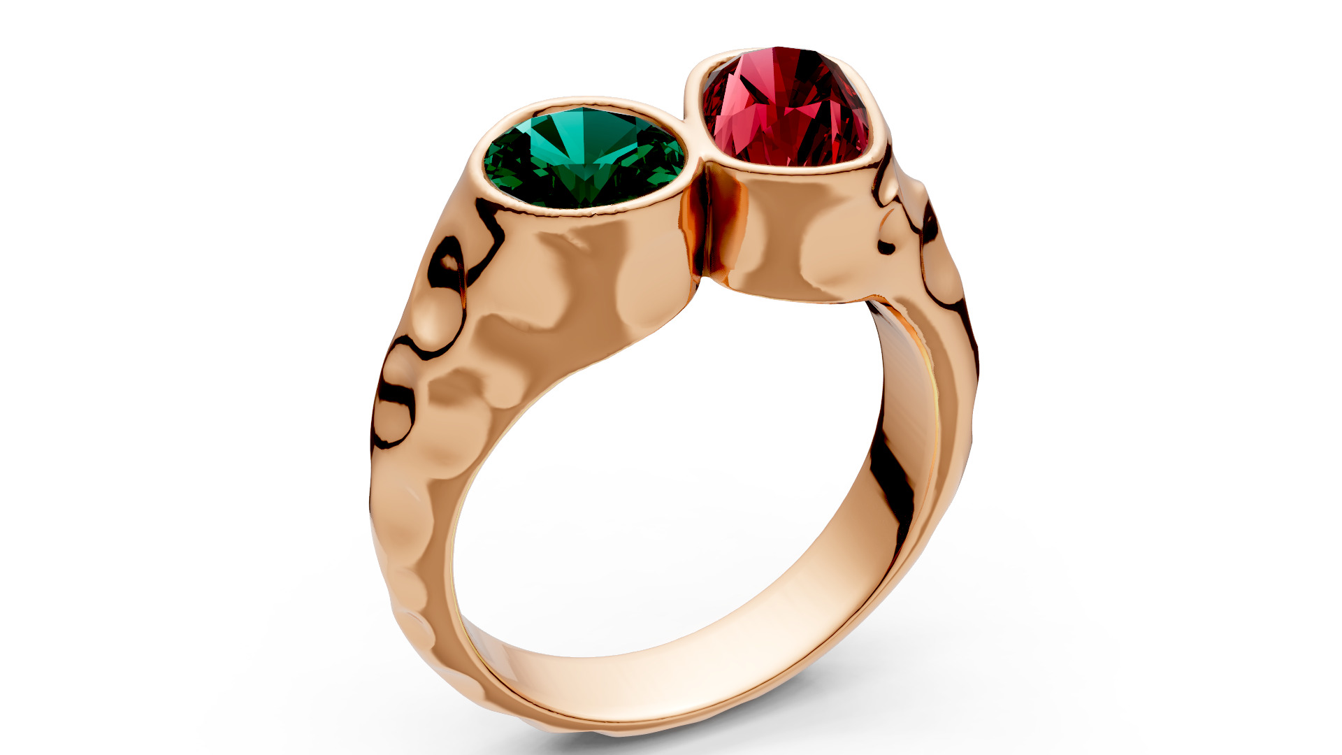 Hammer Textured Shank Diamond Ring 3D print model_2