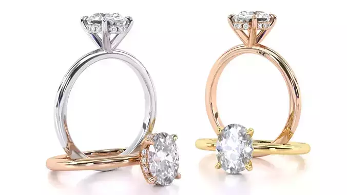 Hidden Halo Oval Engagement Rings