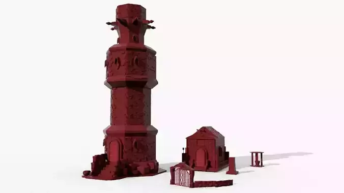 printable fantasy tower graveyard set 6 piece