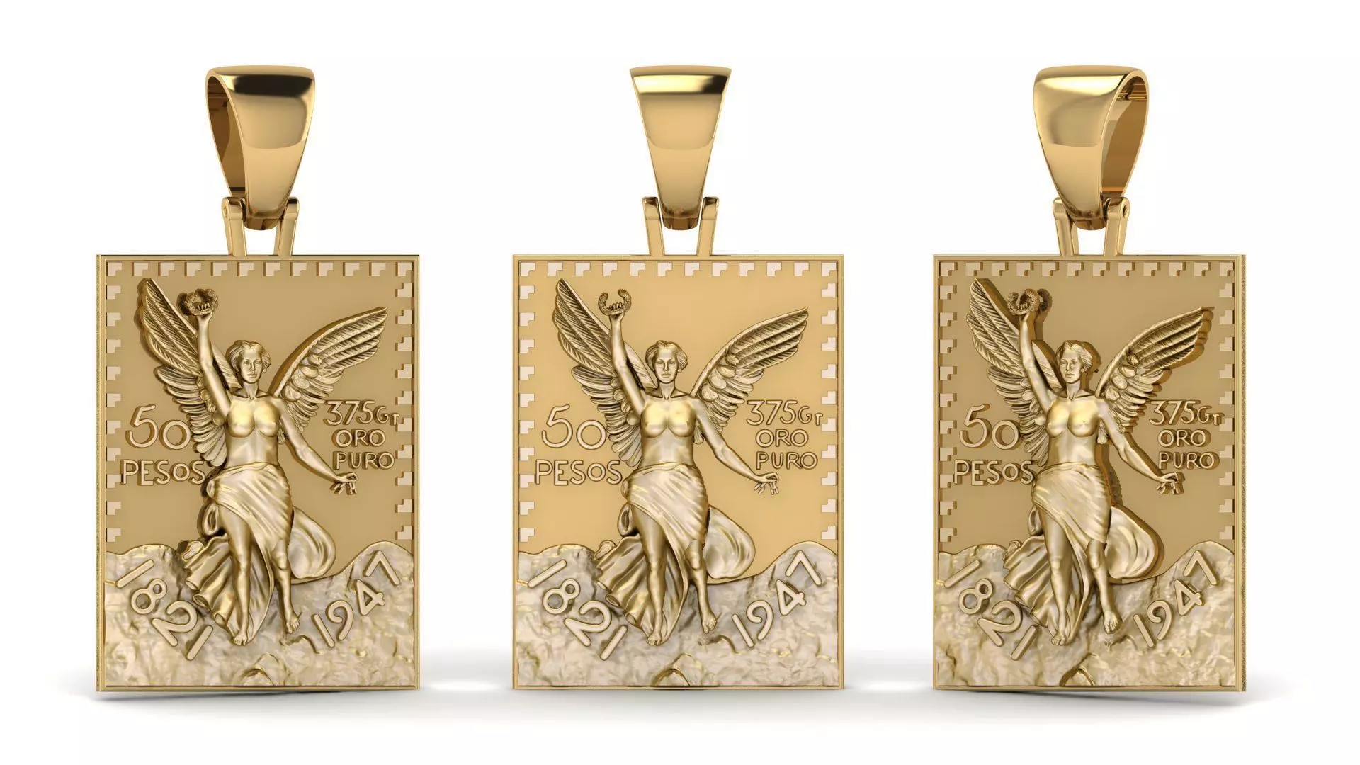 50 Pesos Mexican Gold Nugget TAG Pendant 3D print model