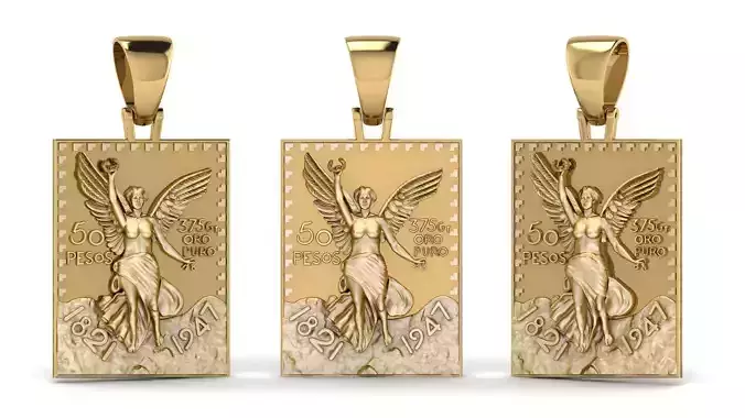 50 Pesos Mexican Gold Nugget TAG Pendant  3D print model