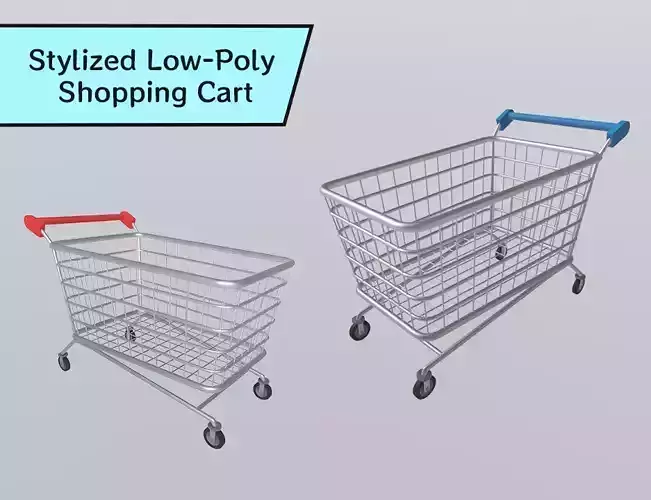 Stylized Low-Poly Shopping Cart