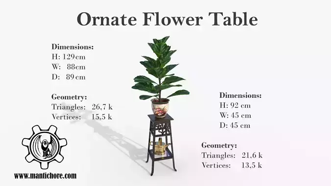 Ornate Flower Table FICUSBLOOM