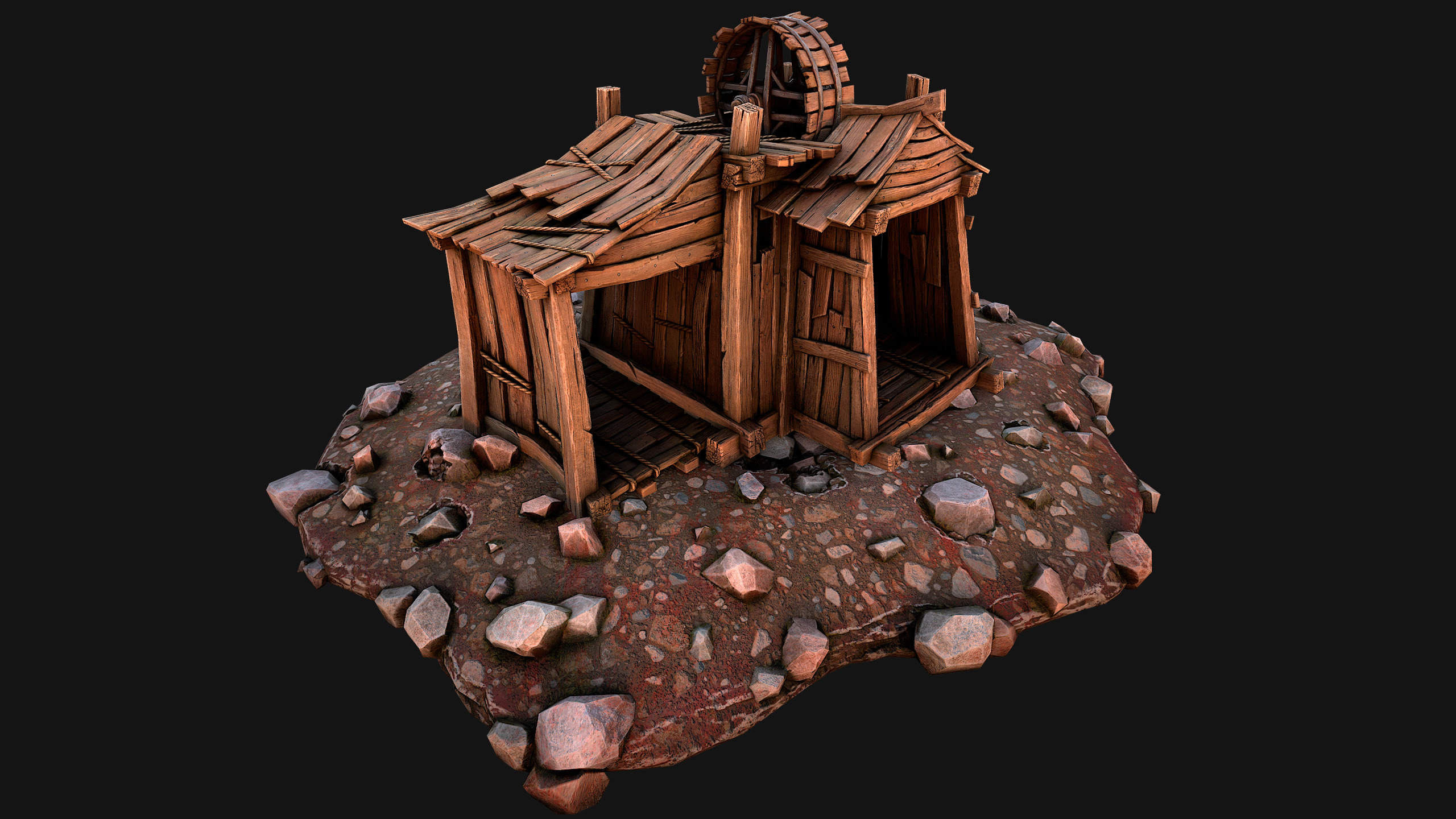 Medieval Stone Ore Mine Low-poly 3D model_16