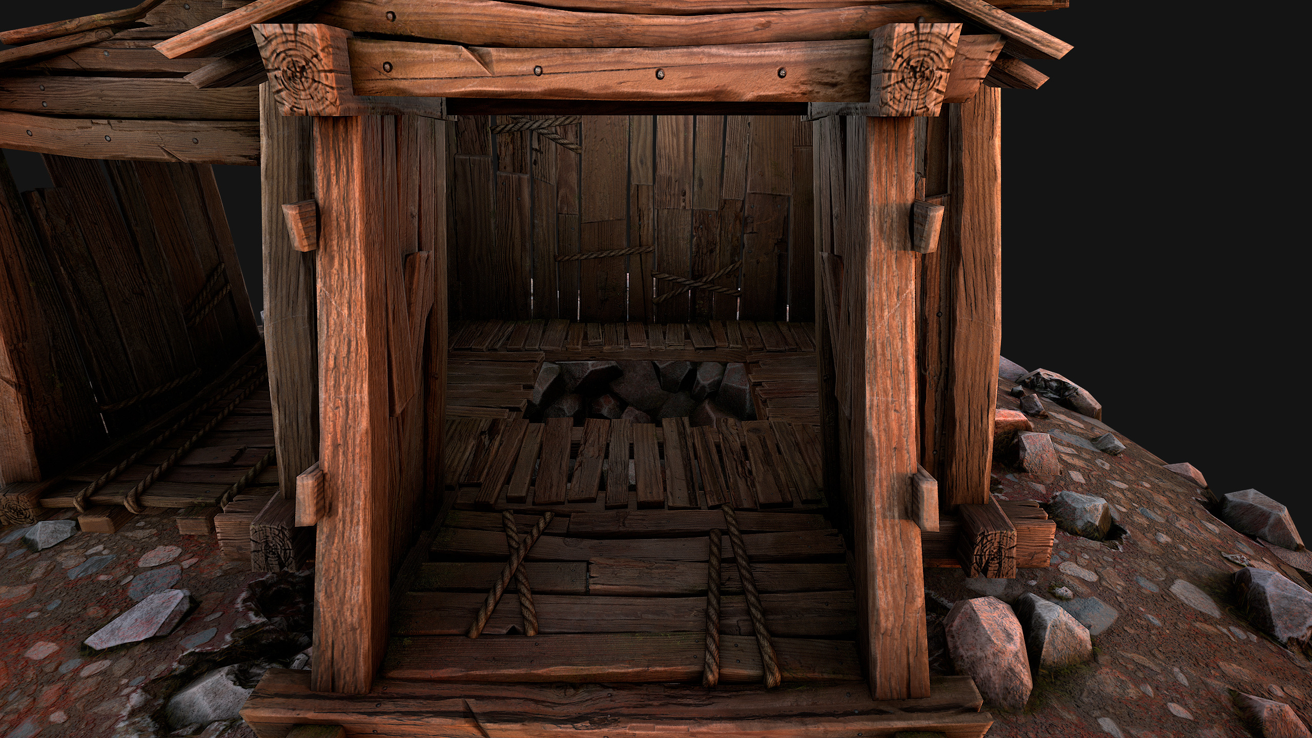 Medieval Stone Ore Mine Low-poly 3D model_20