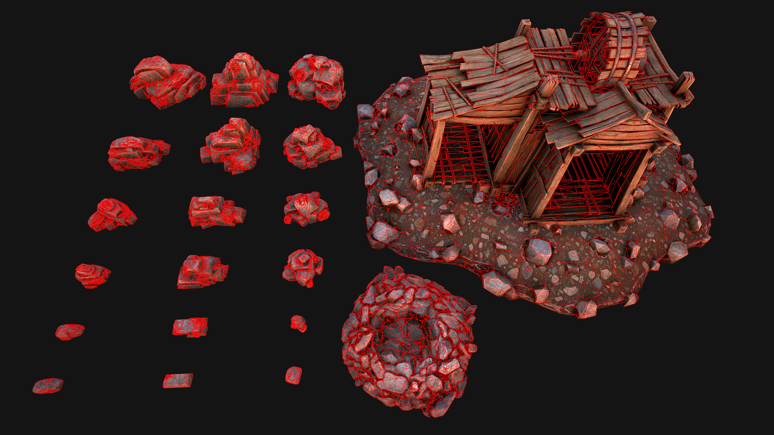 Medieval Stone Ore Mine Low-poly 3D model_3