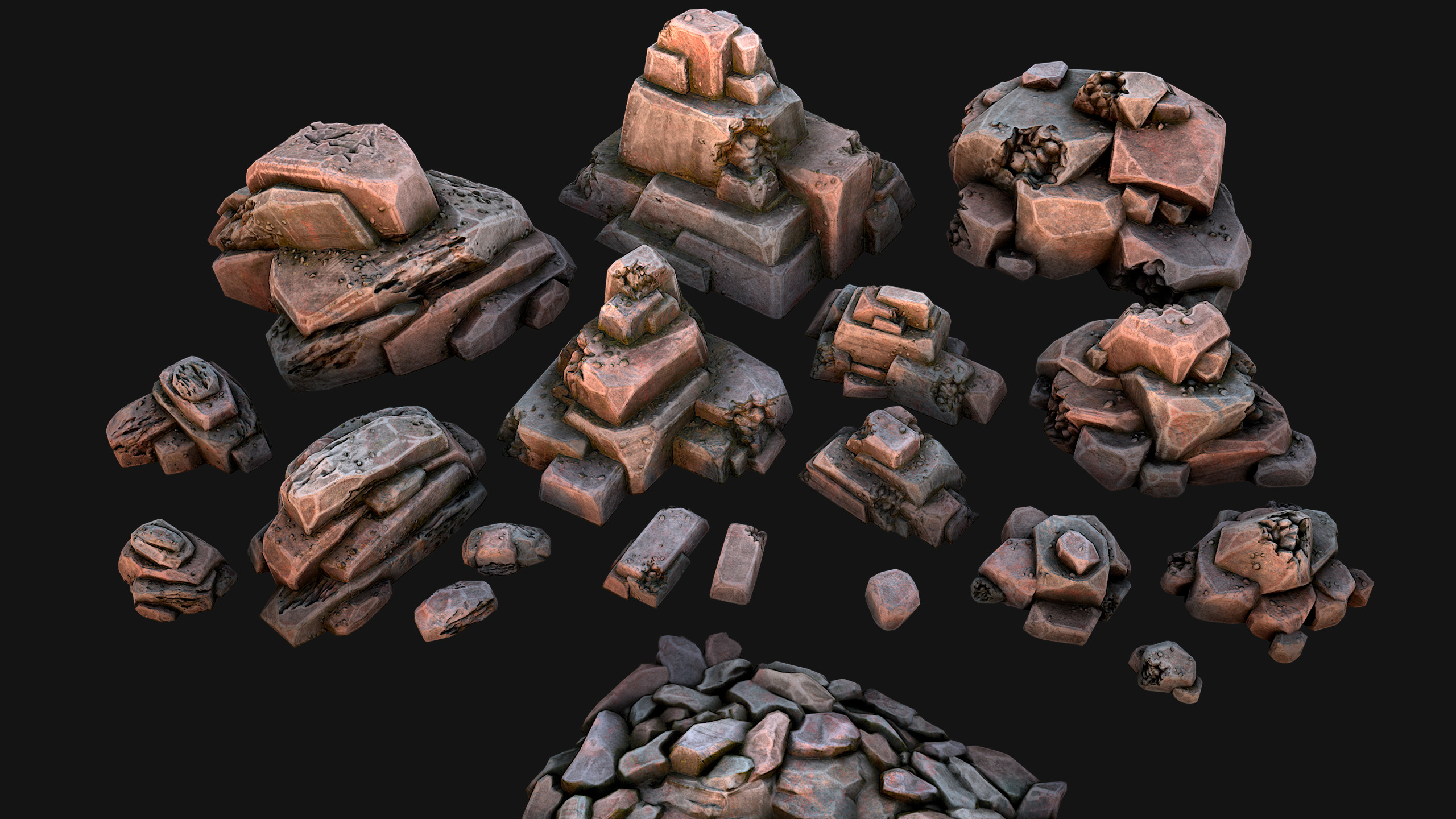 Medieval Stone Ore Mine Low-poly 3D model_23