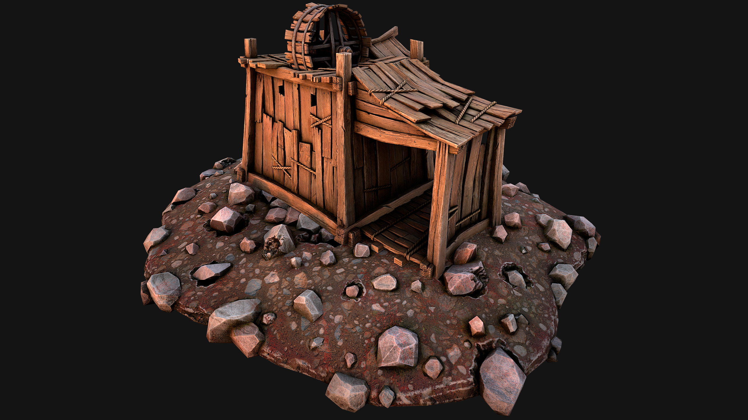 Medieval Stone Ore Mine Low-poly 3D model_15