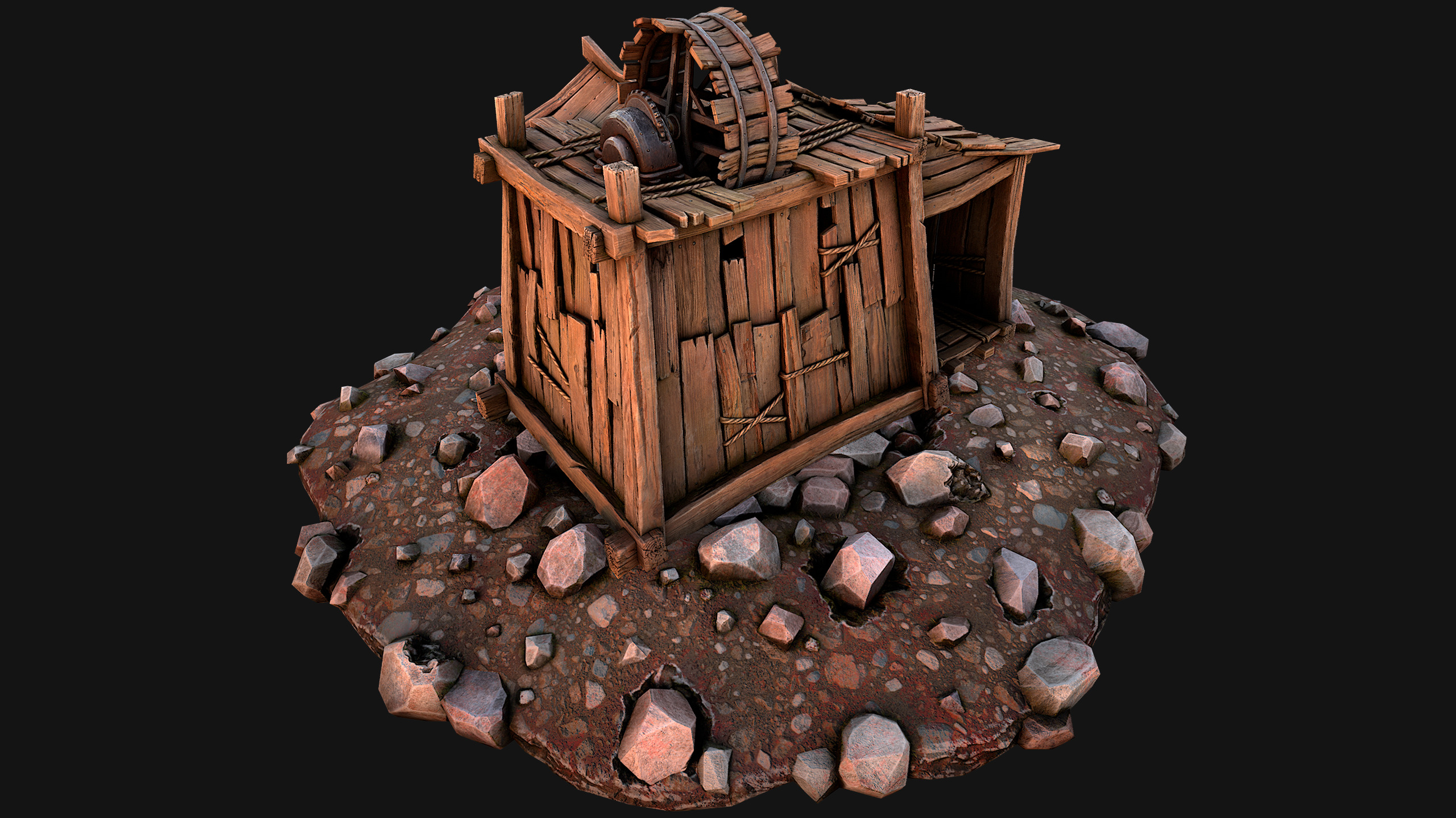 Medieval Stone Ore Mine Low-poly 3D model_13