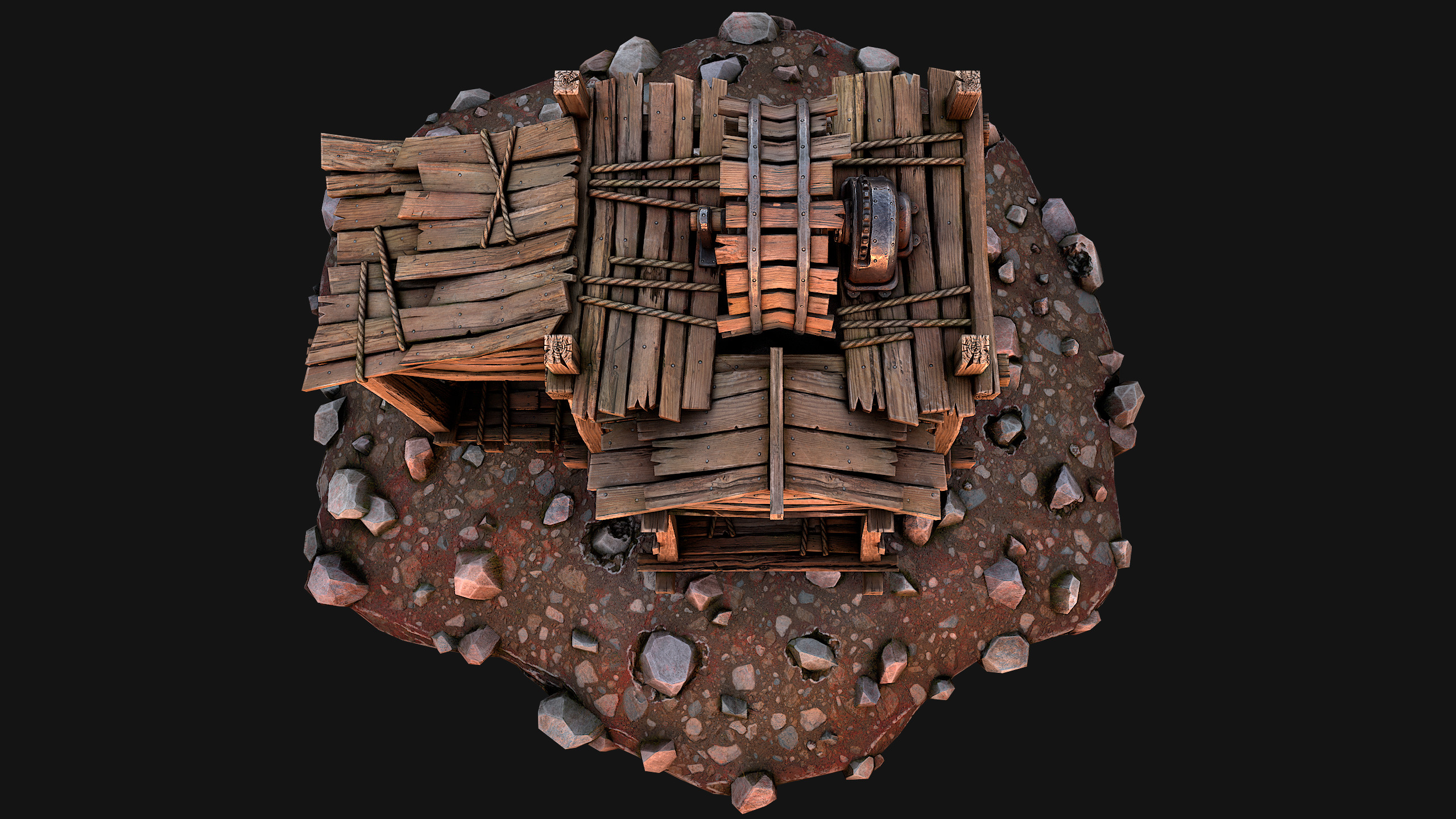 Medieval Stone Ore Mine Low-poly 3D model_19