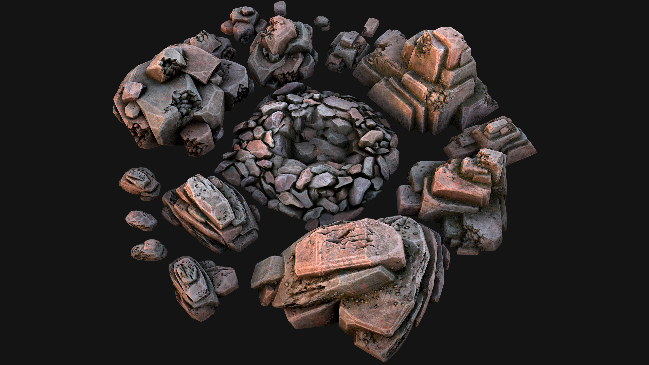 Medieval Stone Ore Mine Low-poly 3D model_29