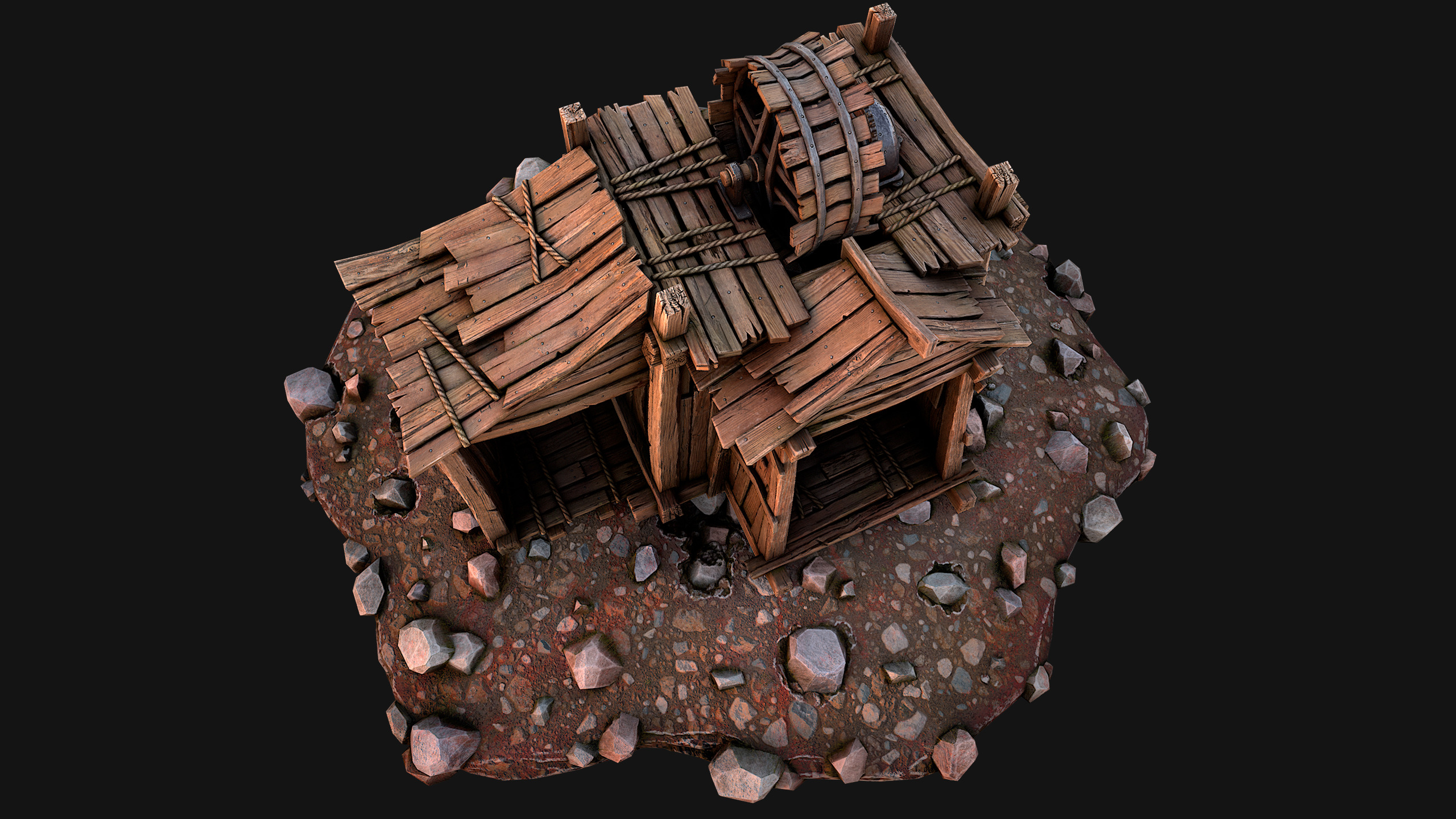 Medieval Stone Ore Mine Low-poly 3D model_6
