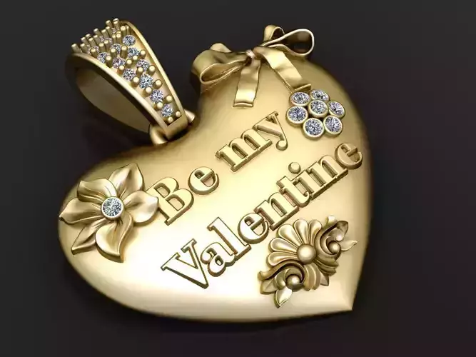 HEART BE MY VALENTINE PENDANT 3D PRINTABLE MODEL  3D print model