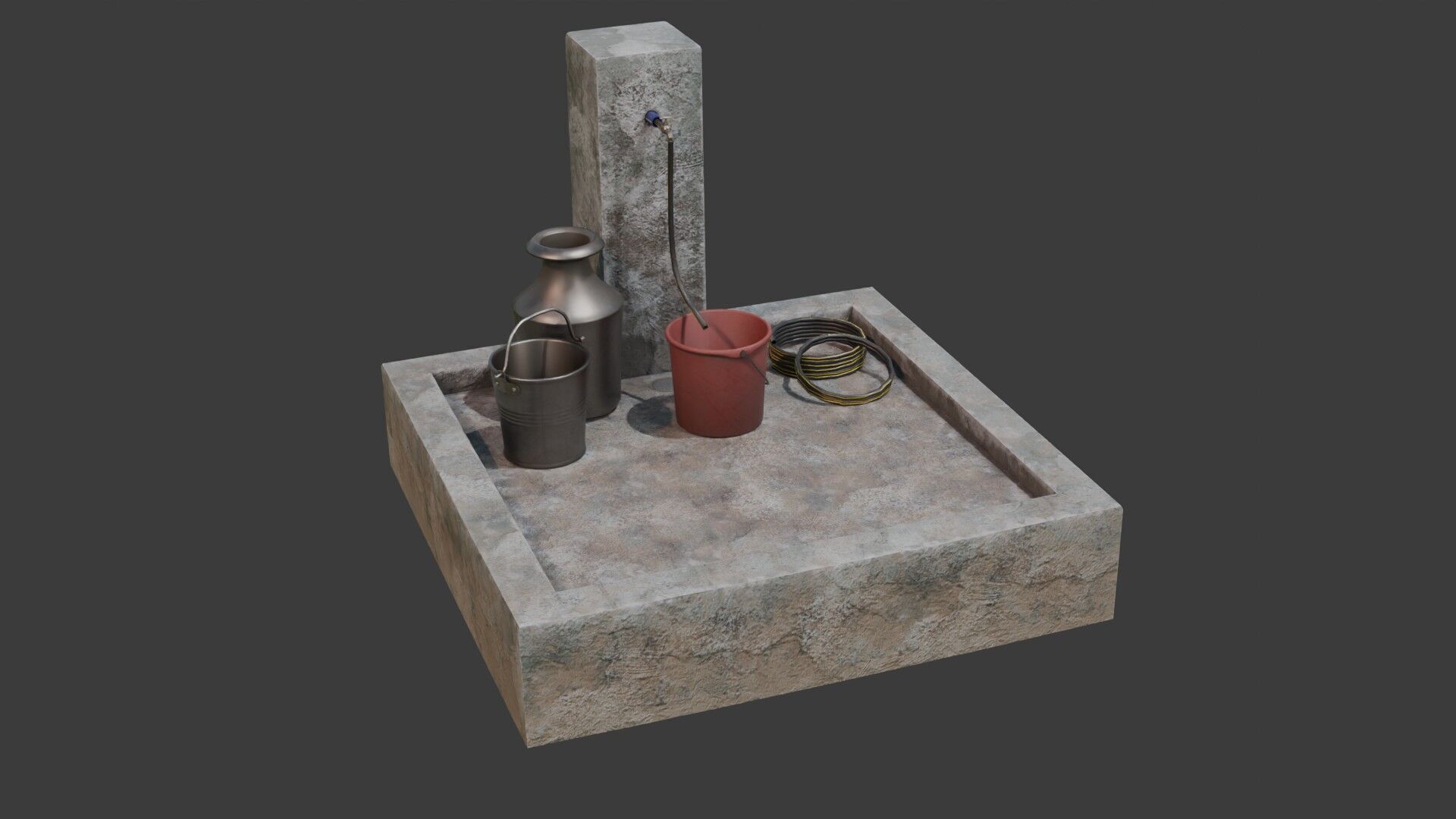 Tap Water and Bucket Low-poly 3D model_1