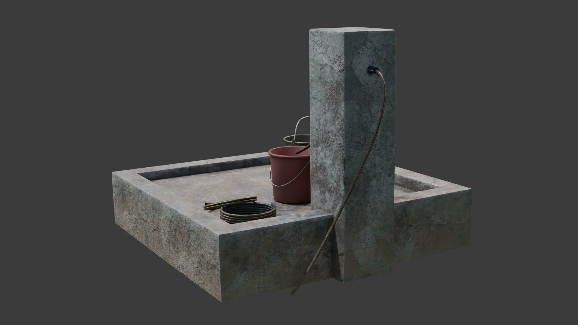 Tap Water and Bucket Low-poly 3D model_4