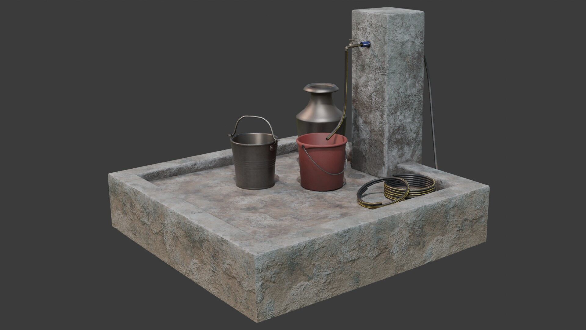 Tap Water and Bucket Low-poly 3D model_3