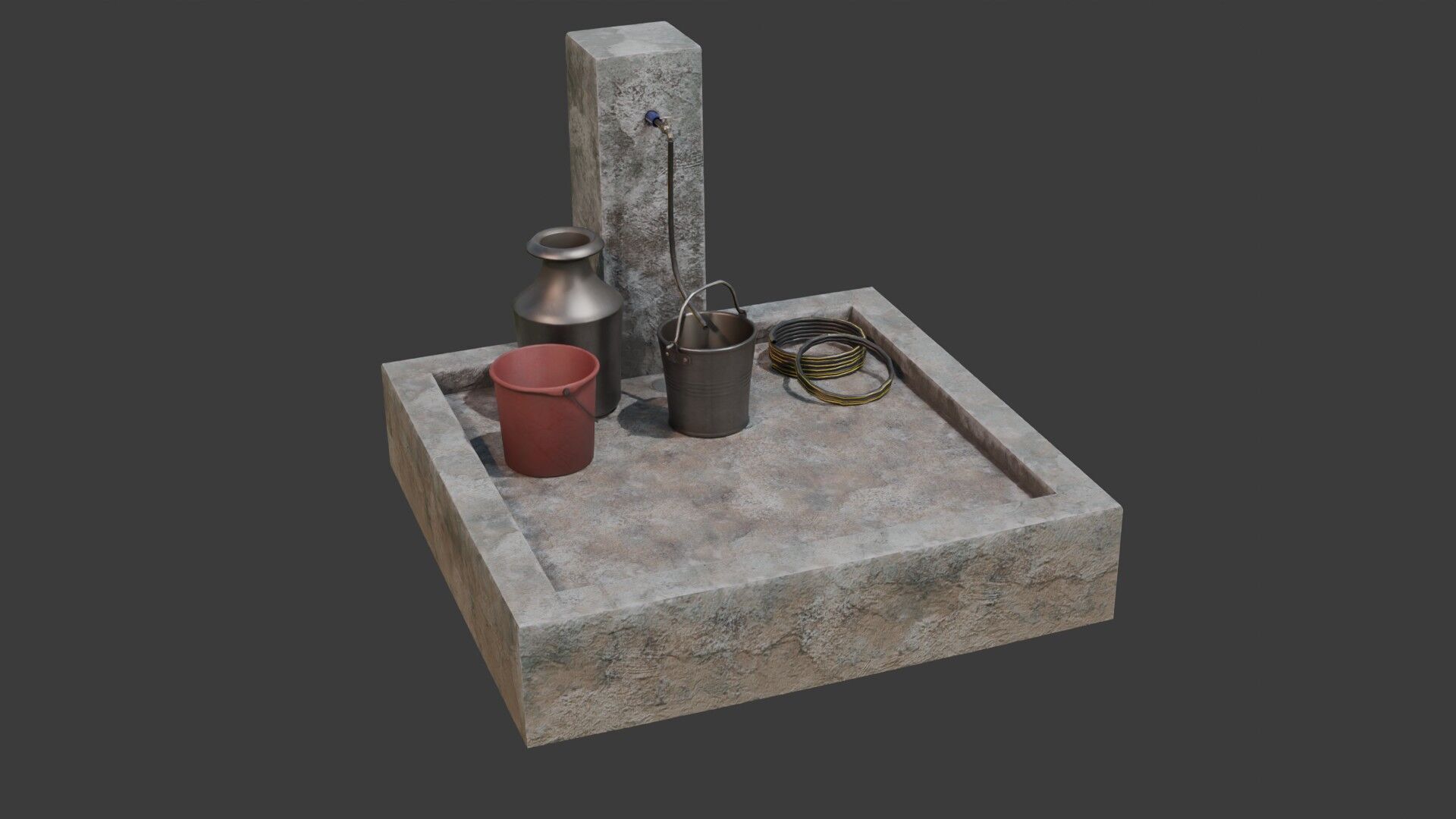 Tap Water and Bucket Low-poly 3D model_2