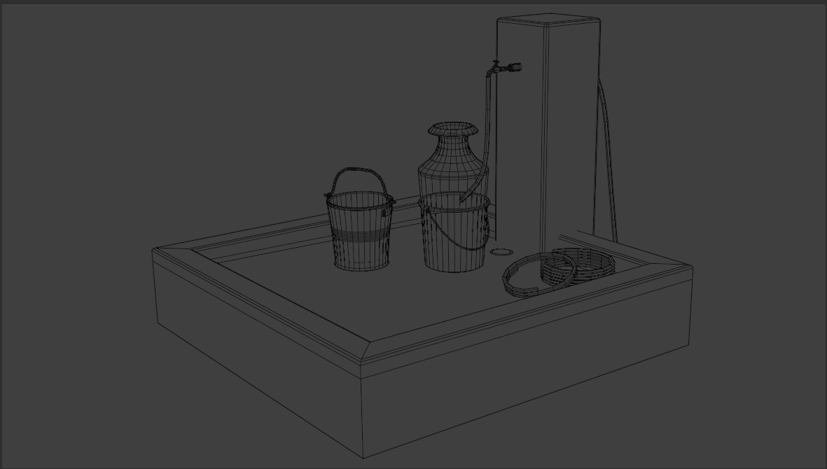Tap Water and Bucket Low-poly 3D model_6