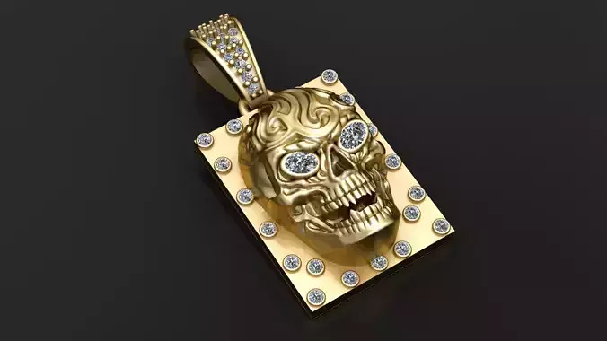 SKULL FACE CARD PENDANT 3D PRINTABLE MODEL 3D print model