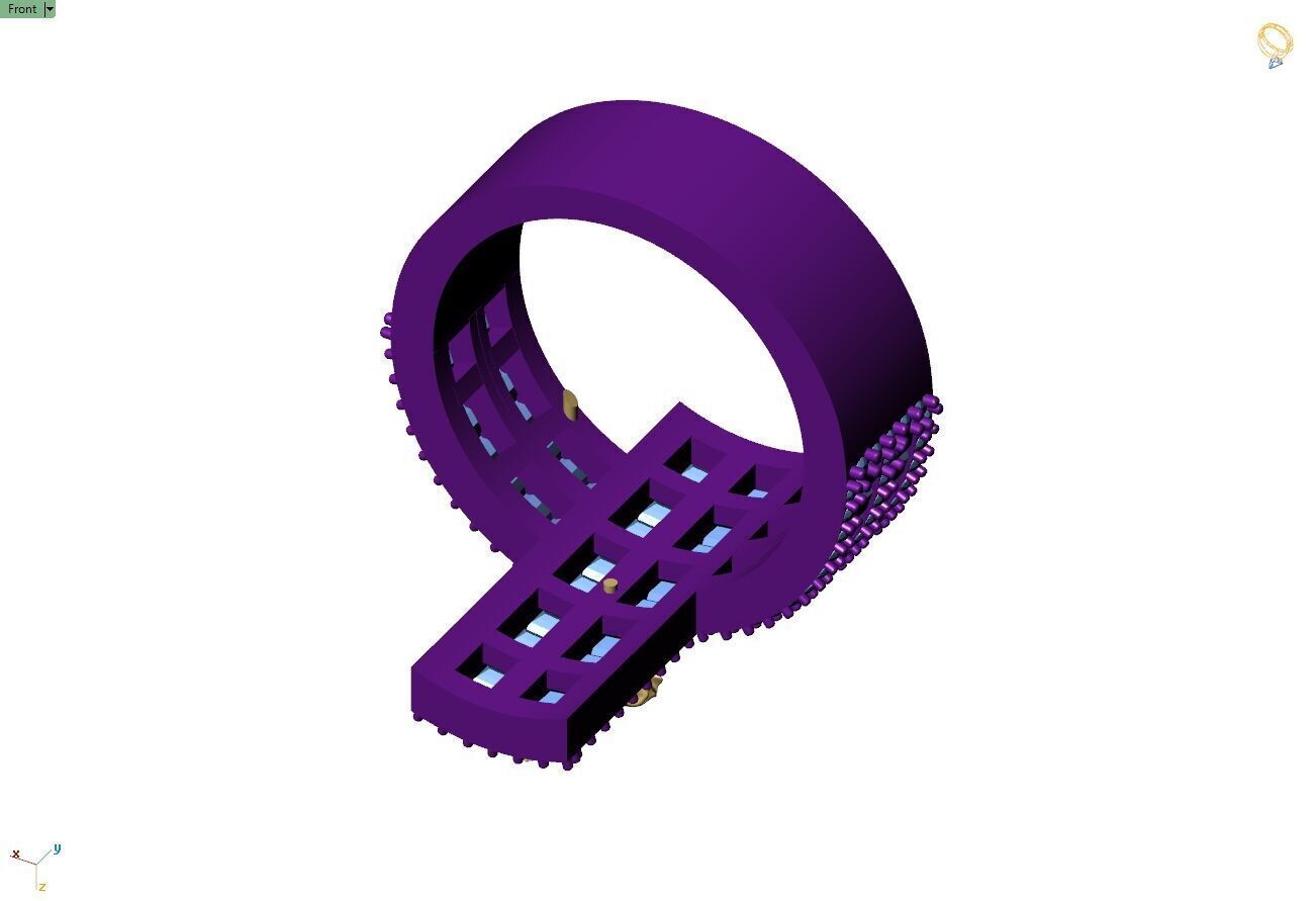 Custom Jesus Cross Ring With Baguette Diamonds - Religion Ring 3D print model_11