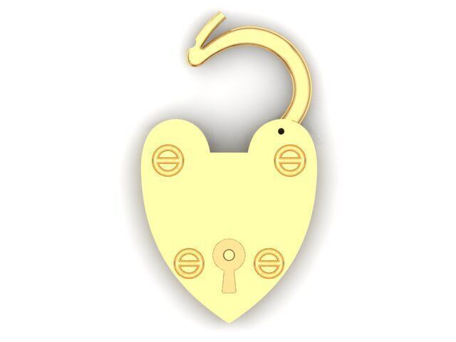 Heart padlock 3D print model_3