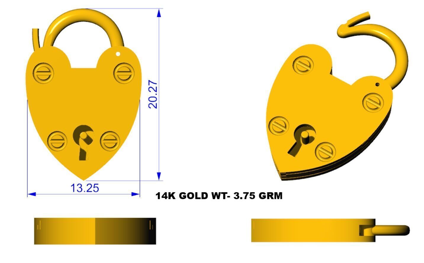 Heart padlock 3D print model_8