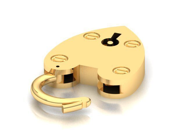 Heart padlock 3D print model_4