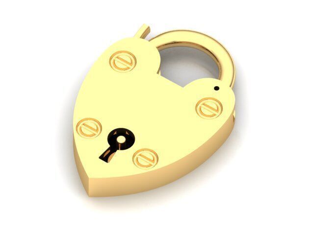 Heart padlock 3D print model_1