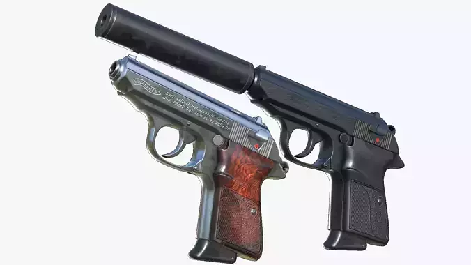 Walther PPK Low-poly 3D model Walther PPK Low-poly 3D model