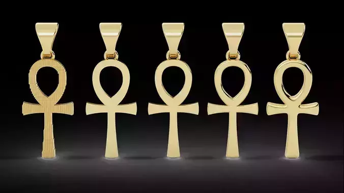 5 Plain Gold Ankh Egyptian Cross Pendant