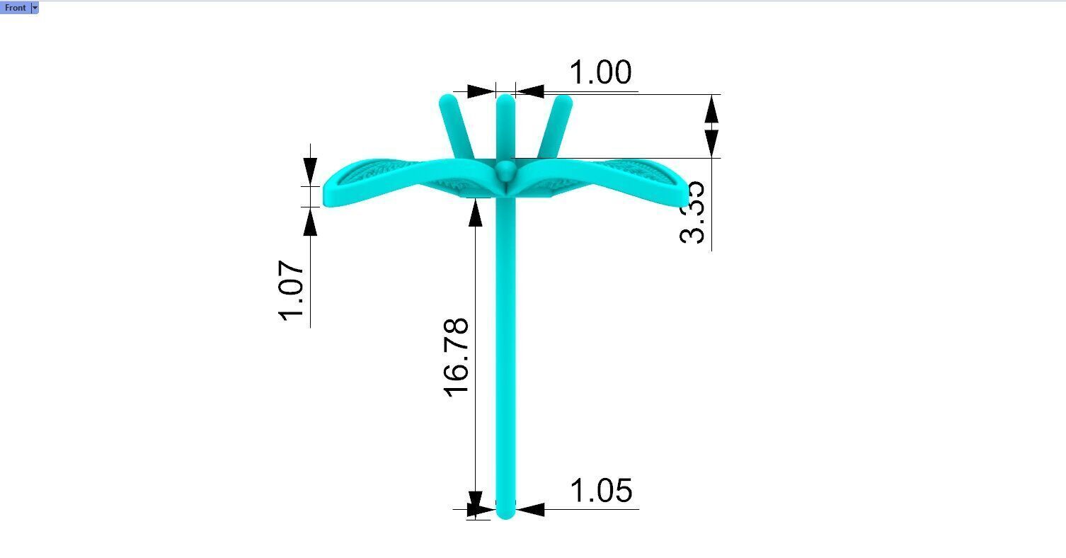 Filigree Flower Stud and Pendant 10 Asoka with stone 3D print model_16