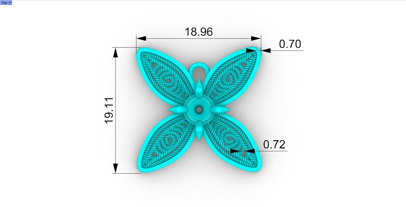 Filigree Flower Stud and Pendant 10 Asoka with stone 3D print model_17