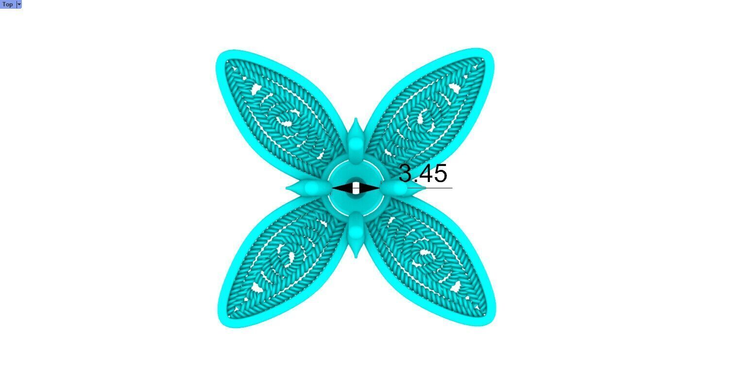 Filigree Flower Stud and Pendant 10 Asoka with stone 3D print model_14