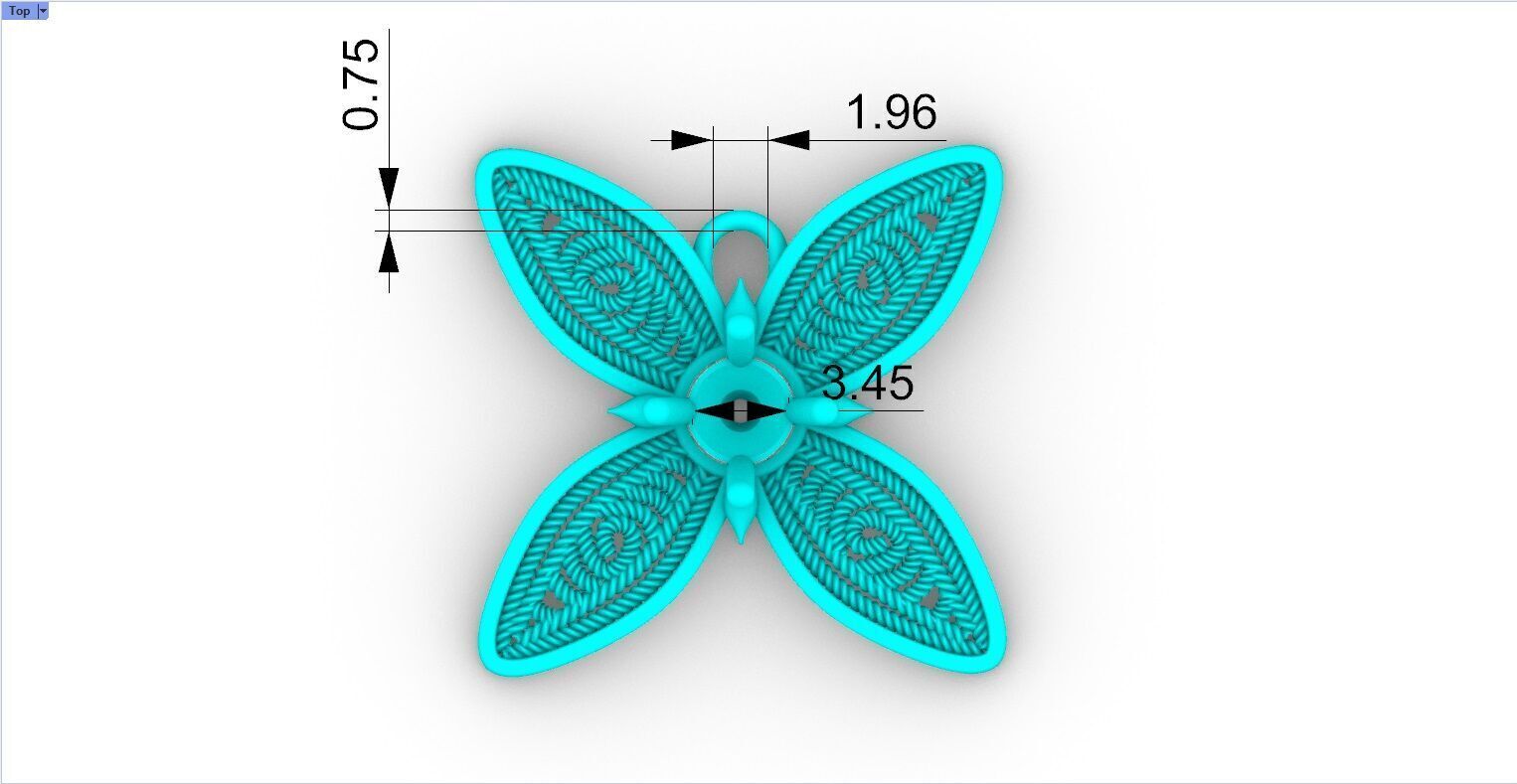 Filigree Flower Stud and Pendant 10 Asoka with stone 3D print model_18