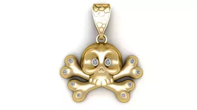 HUMAN BONES SKULL PEDANT 3D PRINTABLE MODEL 