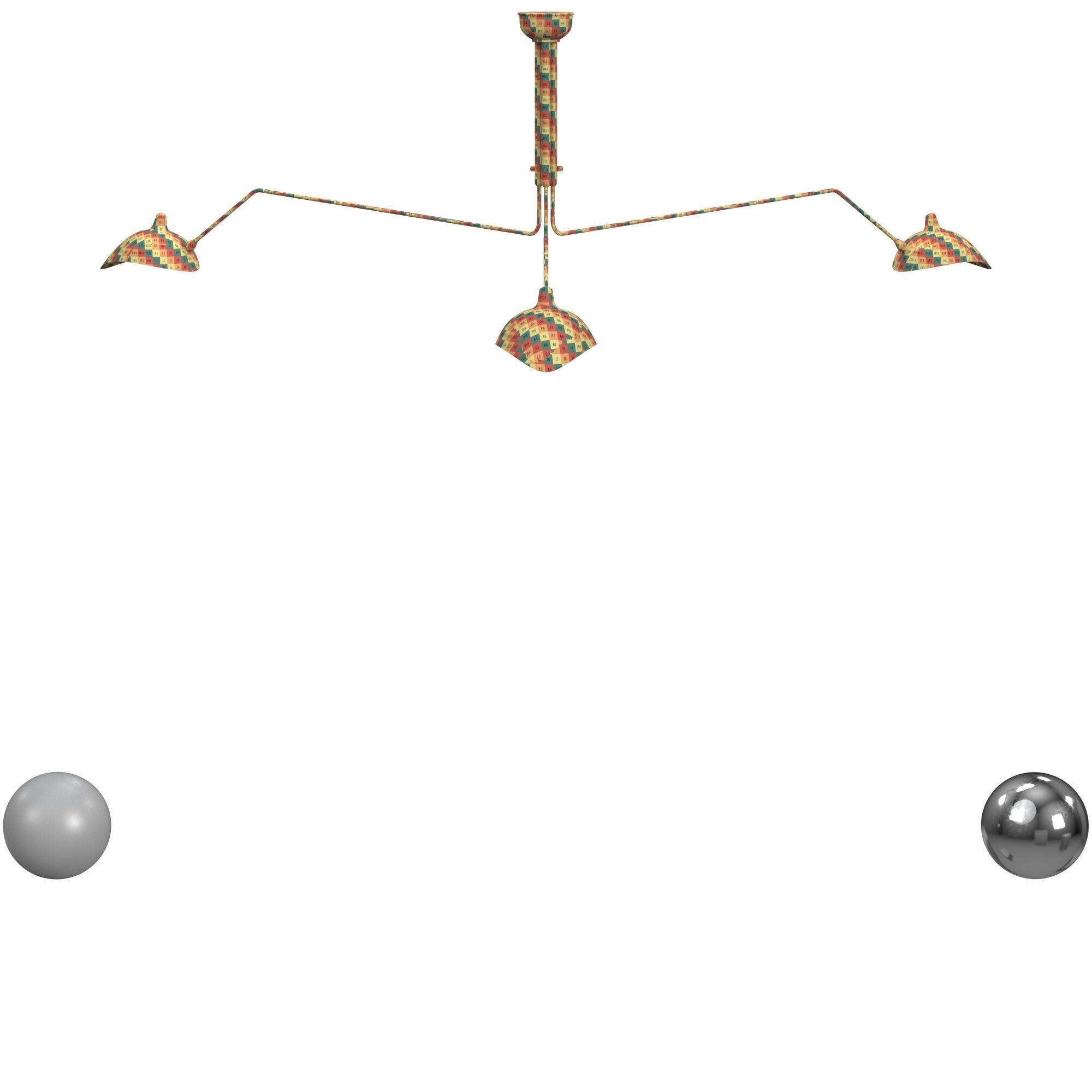 Three Arm Multi-Light Pendant 3D model_3