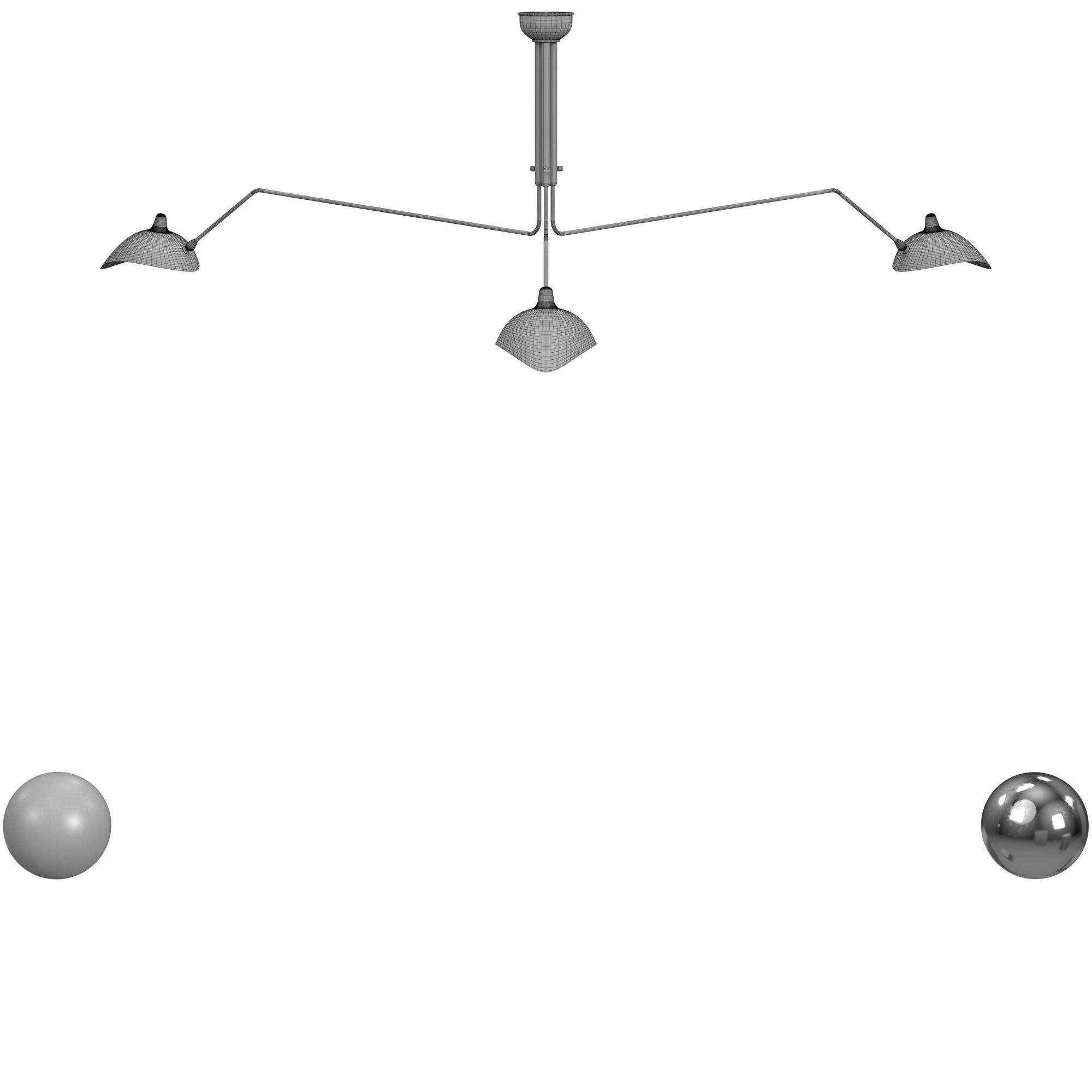 Three Arm Multi-Light Pendant 3D model_4