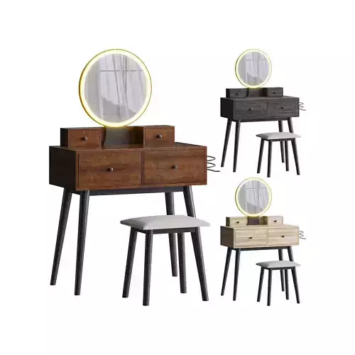 Ensemble coiffeuse avec tabouret et miroir Kyla