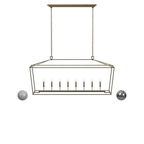 19th English Openwork Rectangular Chandelier 3D model