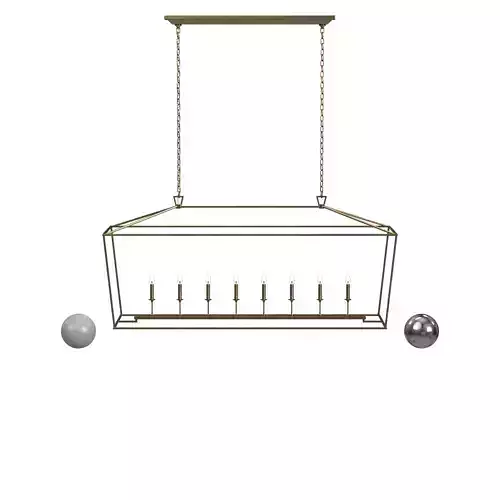 19th English Openwork Rectangular Chandelier 3D model