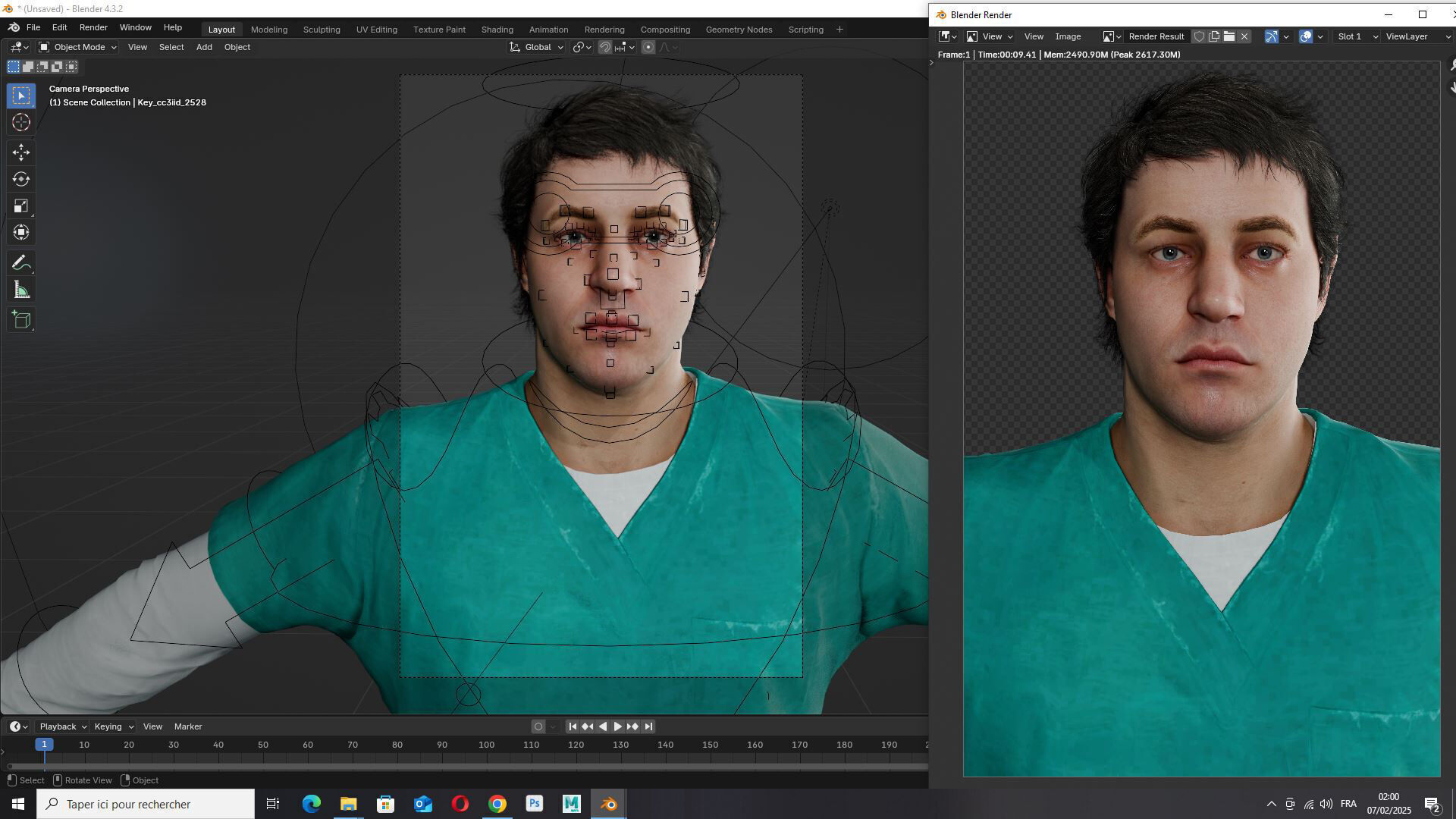 Doctor Nurse in Scrubs High-Quality 3D Character Low-poly 3D model_13