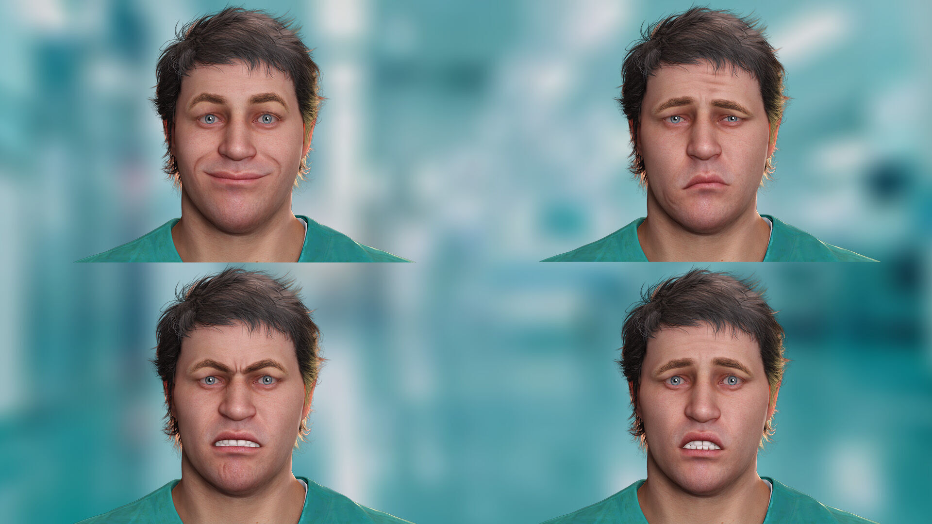 Doctor Nurse in Scrubs High-Quality 3D Character Low-poly 3D model_8