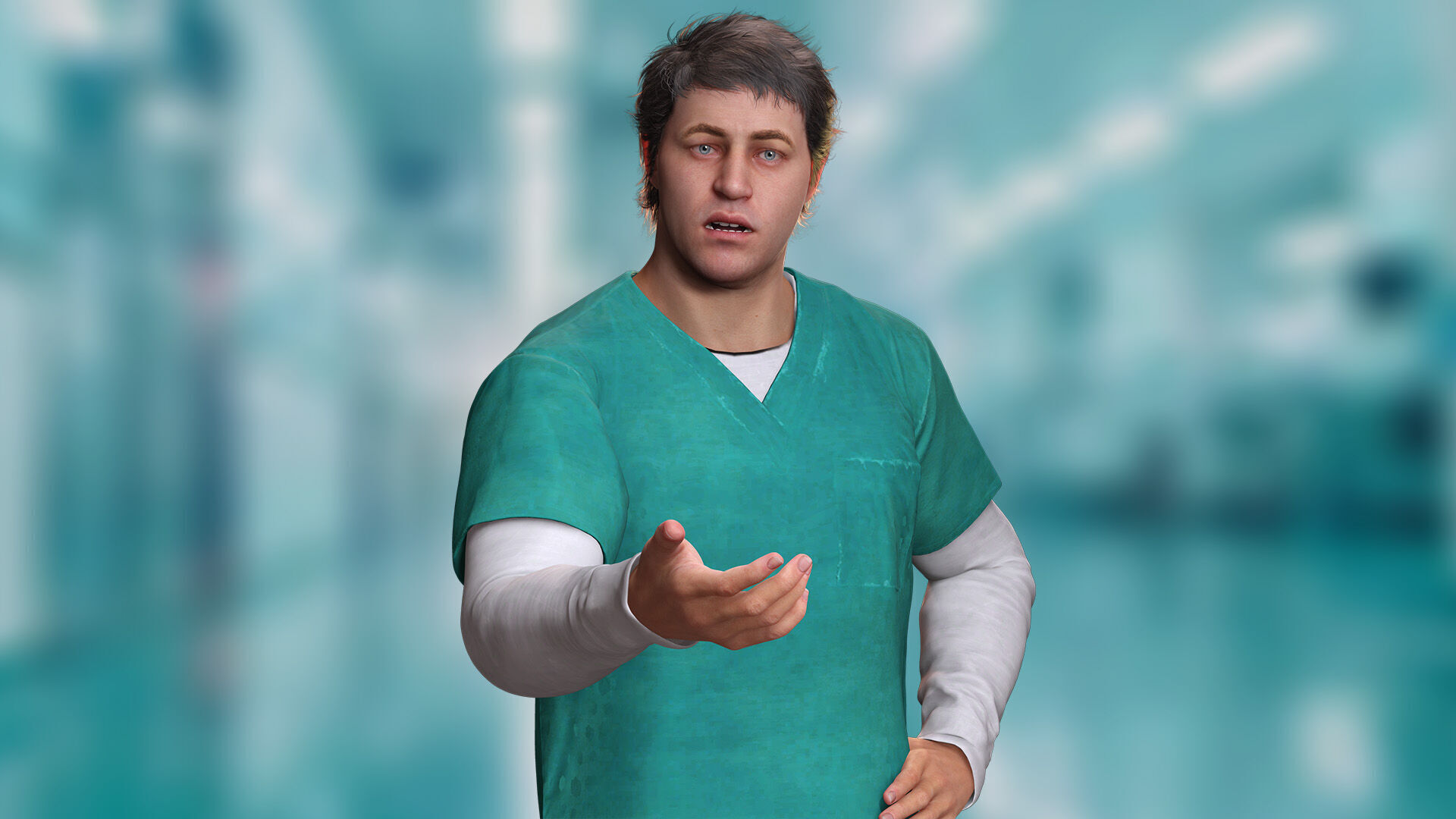 Doctor Nurse in Scrubs High-Quality 3D Character Low-poly 3D model_6