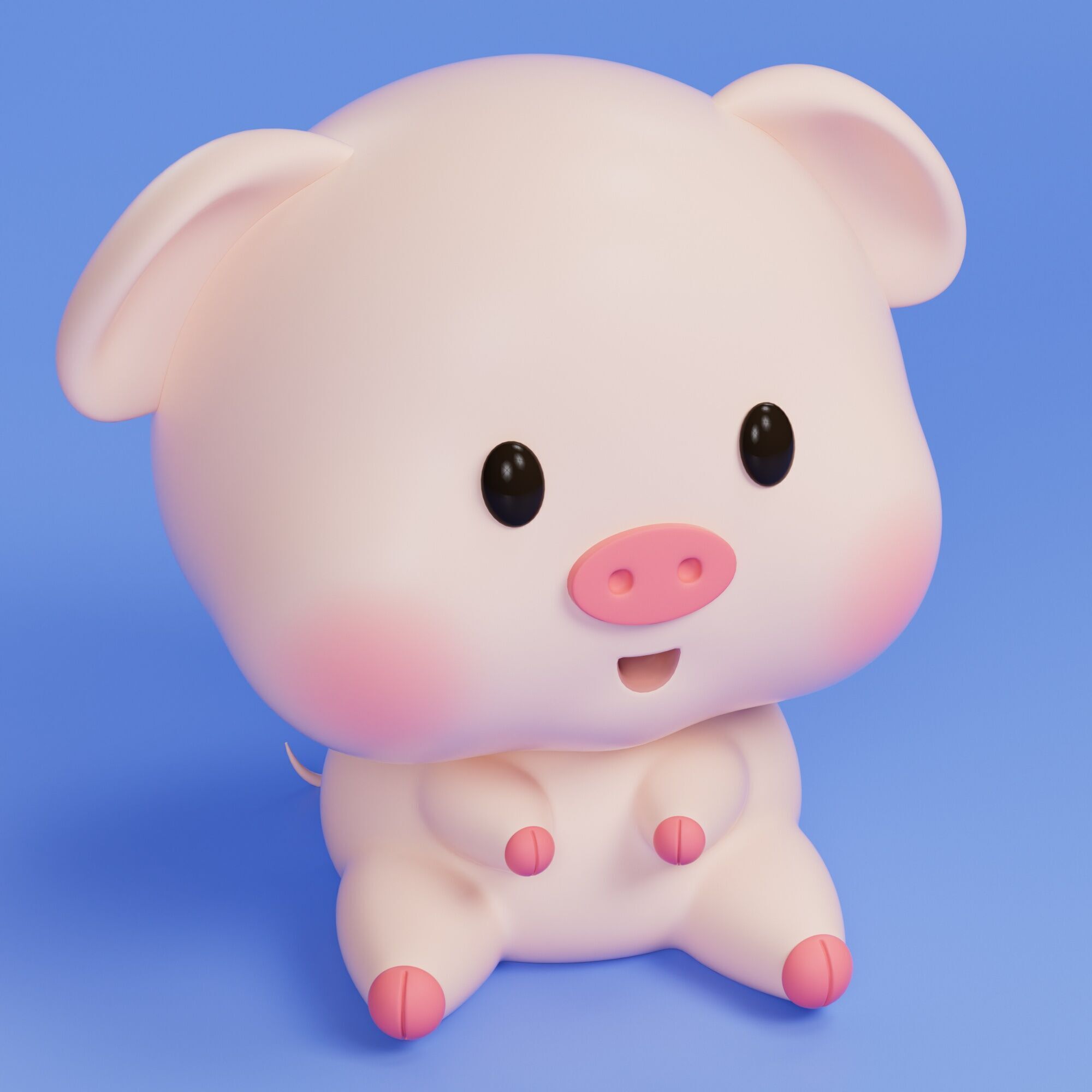 cute piggy 3D print model_3