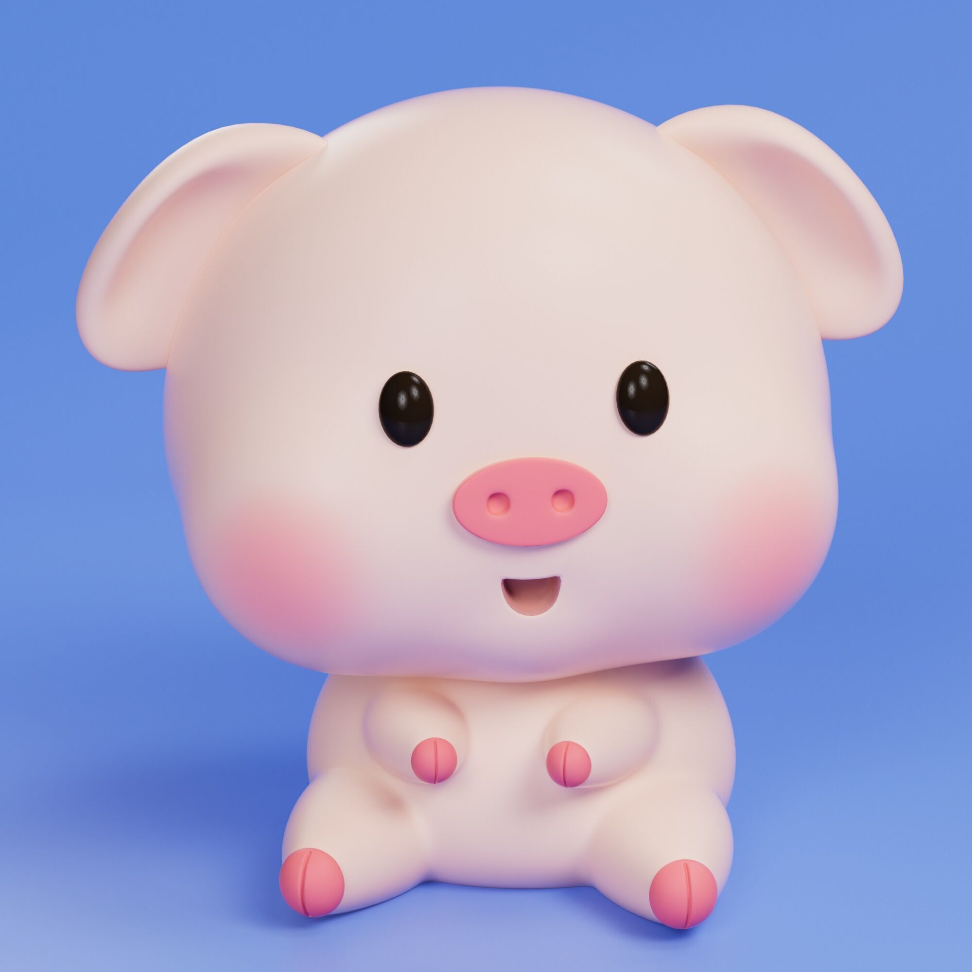 cute piggy 3D print model_4