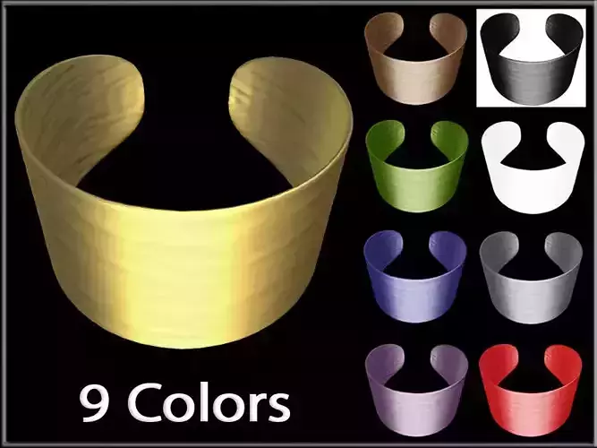 Hammered Cuff Low-poly 3D model